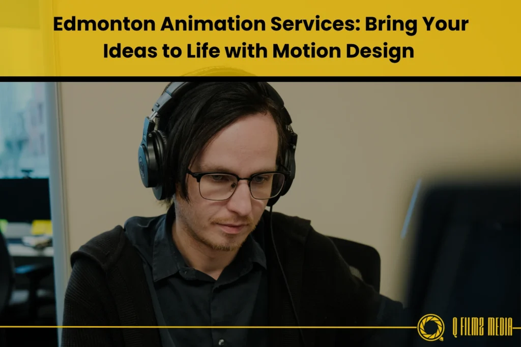 Professional animator working on motion design at Edmonton animation services.