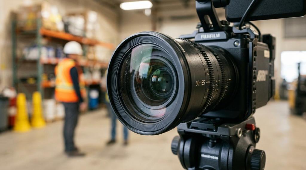 High-quality professional camera used for video production at Q Filmz Media training in Calgary.